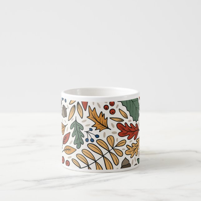 Autumn Coloured Leaf Square Design Espresso Cup (Front)
