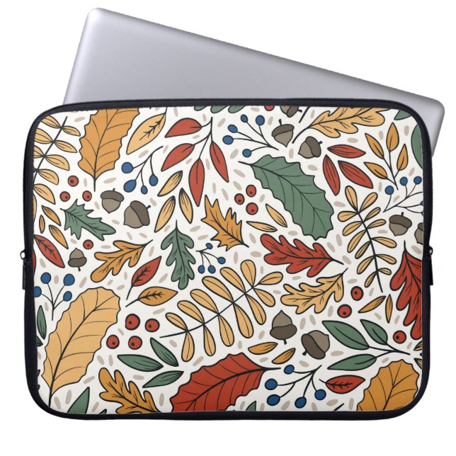 Autumn Coloured Leaf Square Design Laptop Sleeve (Front)