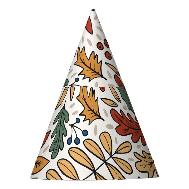 Autumn Coloured Leaf Square Design Party Hat (Front)