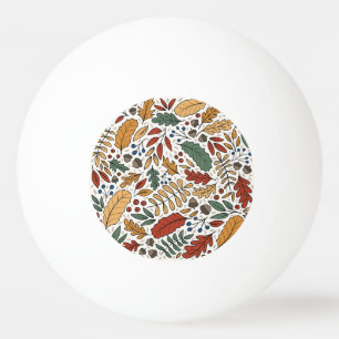 Autumn Coloured Leaf Square Design Ping Pong Ball