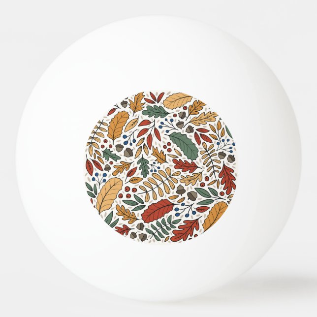 Autumn Coloured Leaf Square Design Ping Pong Ball (Front)