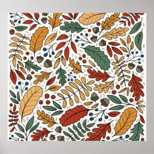 Autumn Coloured Leaf Square Design Poster