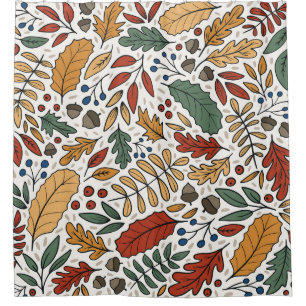 Autumn Coloured Leaf Square Design Shower Curtain