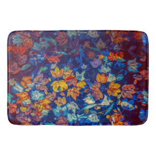 Autumn Colourful Maple Leaves Floating In The Wate Bath Mat