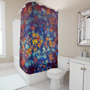 Autumn Colourful Maple Leaves Floating In The Wate Shower Curtain
