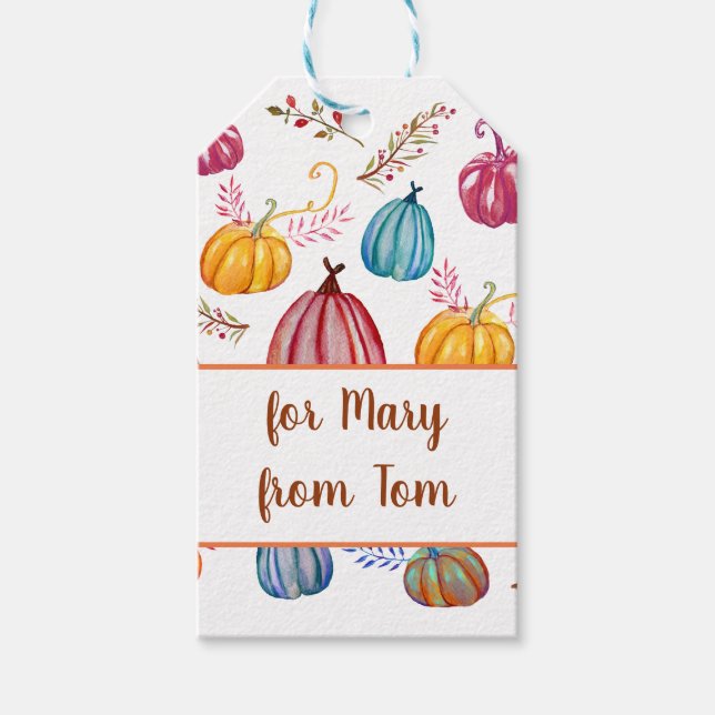 Autumn Colourful  Pumpkins Art Gift Tag (Front)