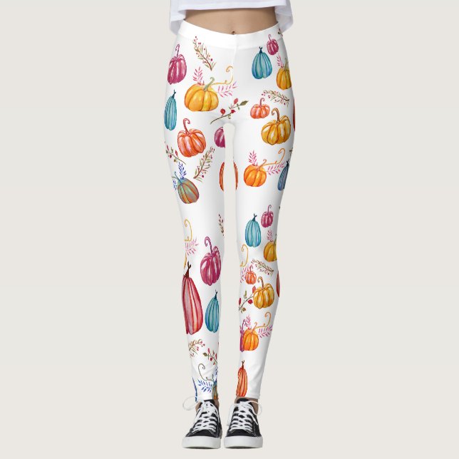 Autumn Colourful Pumpkins Custom Leggings (Front)