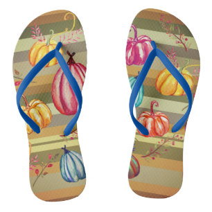 Autumn Colourful Pumpkins Flip Flops