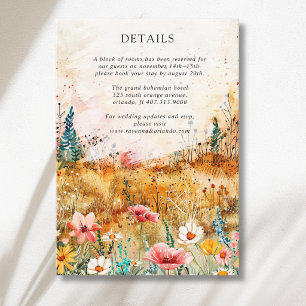 Autumn Colourful Wildflower Meadow Wedding Details Enclosure Card