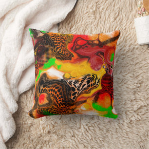 Autumn Colours Abstract Pour Painting Cushion