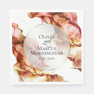 Autumn Colours Abstract Watercolor Ink Napkin