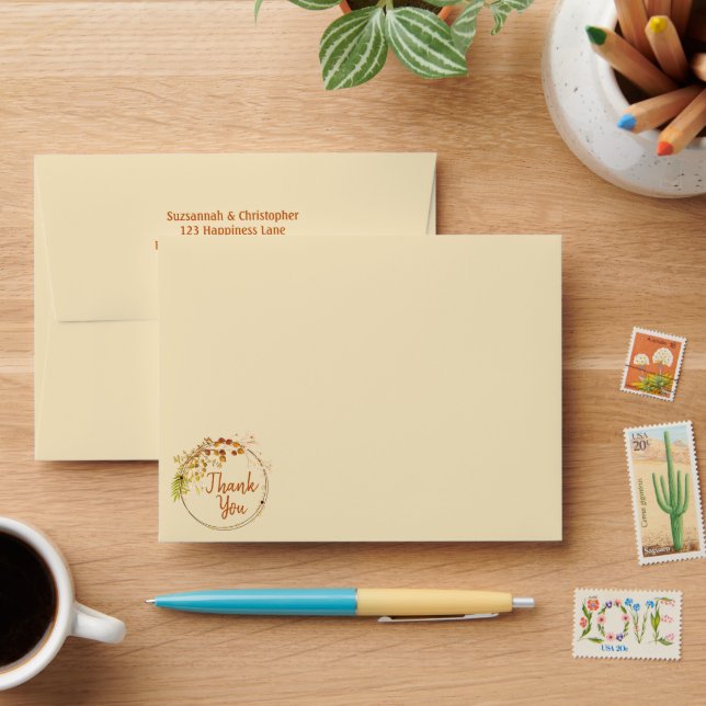 Autumn Colours Delicate Floral Ring Personalised Envelope (Desk)