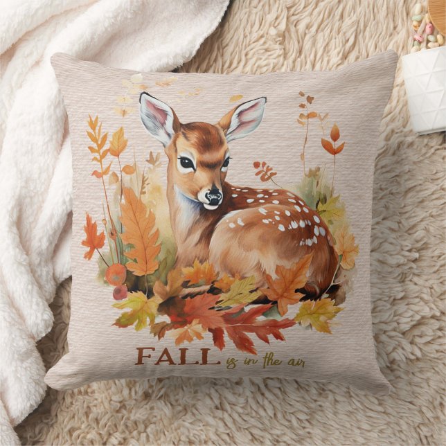 Autumn Colours Fall Is In the Air Fawn Foliage Cushion (Blanket)