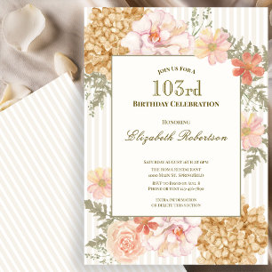 Autumn Colours Floral 103rd Birthday Invitation
