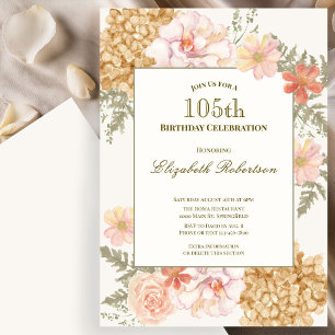 Autumn Colours Floral 105th Birthday Invitation