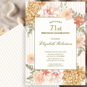 Autumn Colours Floral 71st Birthday Invitation