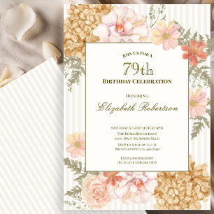 Autumn Colours Floral 79th Birthday Invitation