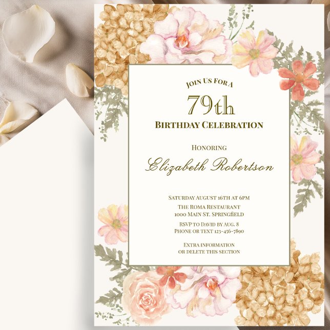 Autumn Colours Floral 79th Birthday Invitation (Creator Uploaded)