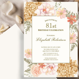 Autumn Colours Floral 81st Birthday Invitation