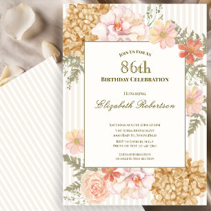 Autumn Colours Floral 86th Birthday Invitation