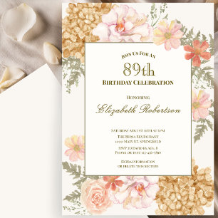 Autumn Colours Floral 89th Birthday Invitation