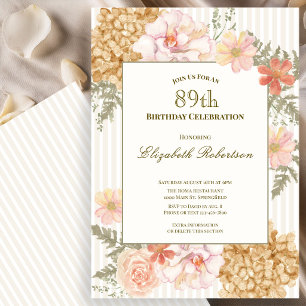 Autumn Colours Floral 89th Birthday Invitation