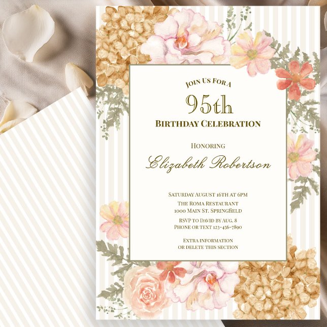 Autumn Colours Floral 95th Birthday Invitation (Creator Uploaded)