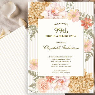 Autumn Colours Floral 99th Birthday Invitation