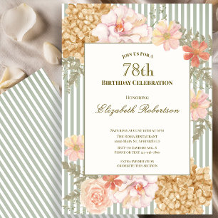 Autumn Colours Floral Sage 78th Birthday Invitatio Invitation