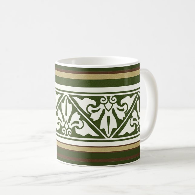 Autumn Colours Gothic Revival Leaf Border Coffee M Mug (Front Right)