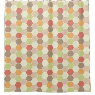 Autumn Colours Honeycomb Pattern Shower Curtain