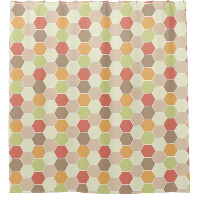 Autumn Colours Honeycomb Pattern Shower Curtain (Front)
