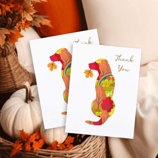 Autumn colours Labrador Silhouette Thank You Postcard (Autumn Colors Labrador Silhouette Thank You Postcard for Labrador Owners.  Labrador Outline Design.)