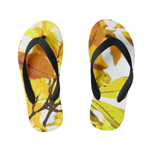 Autumn colours, leaves kid's jandals (Footbed)