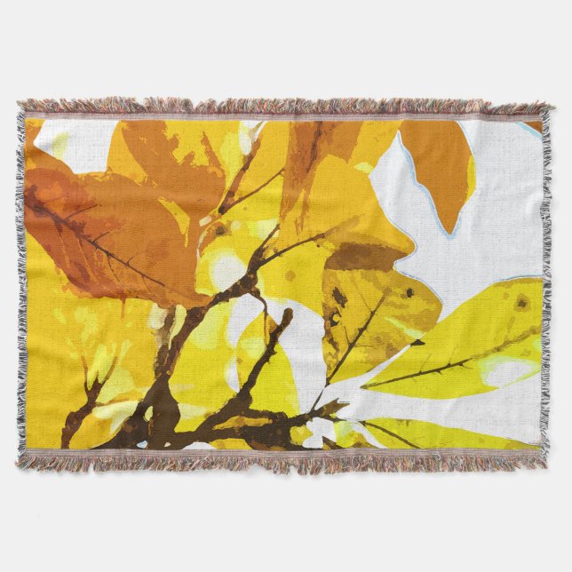 Autumn colours, leaves throw blanket (Front)