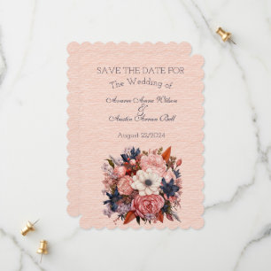 Autumn Colours Orange Black Floral Wedding Bouquet Save The Date