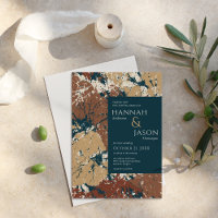 Autumn Colours Organic Abstract Leaves Invitation
