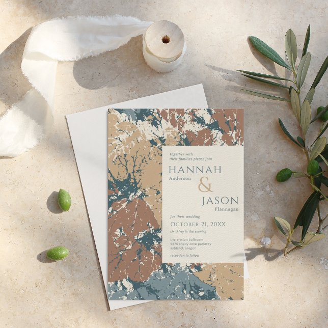 Autumn Colours Organic Leaves Abstract Invitation (Creator Uploaded)