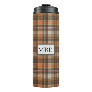 Autumn Colours Plaid Add Monogram Thermal Tumbler