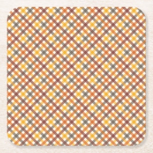 Autumn Colours Plaid Square Paper Coaster