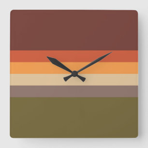 Autumn Colours - Red Orange Yellow Tan Green Brown Square Wall Clock
