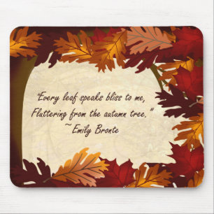 Autumn Colours Tree Leaves Bronte Quote Mousepad