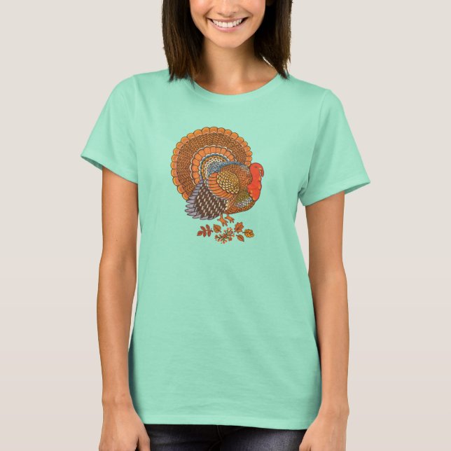 Autumn Colours Turkey Leaves T-Shirt (Front)