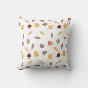 Autumn Colours with Leaves and Mushrooms Cushion