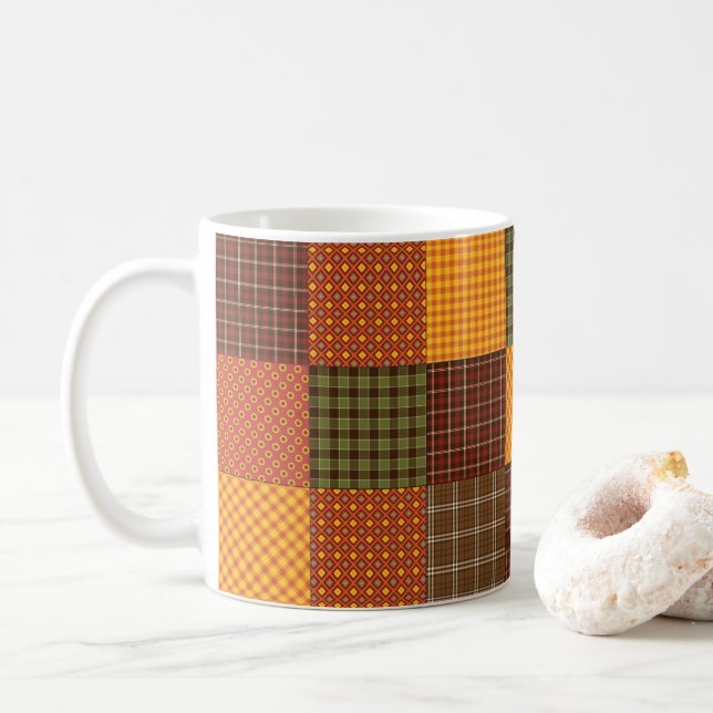 Autumn Comfort Quilt Coffee Mug (With Donut)