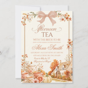 Autumn Coquette Afternoon Tea Bridal Shower Invitation