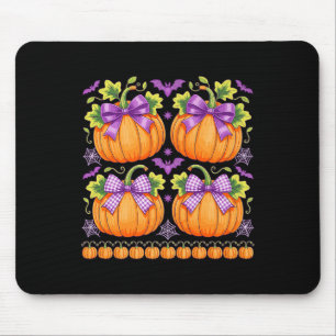 Autumn Coquette Bow Halloween Pumpkins Premium Mouse Pad
