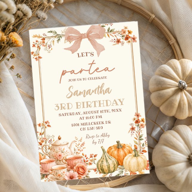Autumn Coquette Let's ParTea Birthday Invitation (Creator Uploaded)
