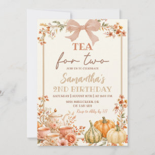 Autumn Coquette Tea For Two Second Birthday Invitation