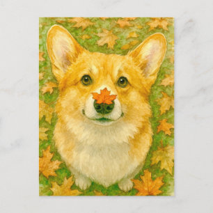 Autumn Corgi Charm Cosy Fall Postcard